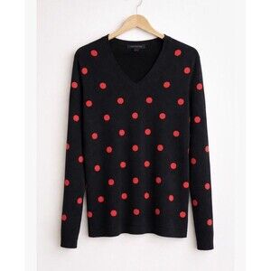 Tommy Hilfiger Polka Dot V-Neck Sweater – Women’s Size SP Navy/Red